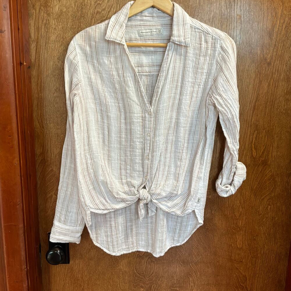 Abercrombie & Fitch Linen Boyfriend Button Down Shirt M